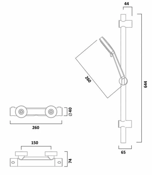 Tavistock Quantum Cool Touch Thermostatic Bar Valve & Handset - SQT2416 2 Tavistock Quantum Cool Touch Thermostatic Bar Valve & Handset - SQT2416 - Image 2
