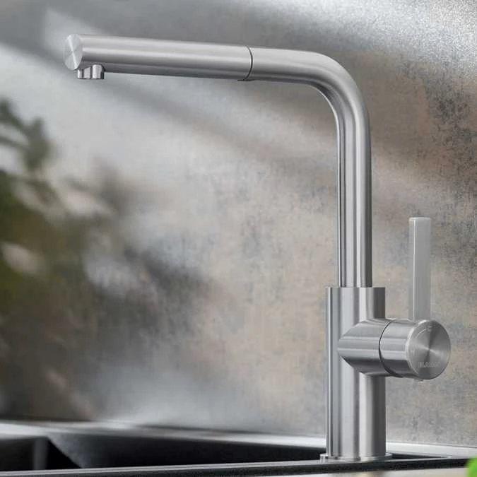 Blanco Lanora S Brushed Steel Kitchen Tap - 523123 4 Blanco Lanora S Brushed Steel Kitchen Tap - 523123 - Image 4