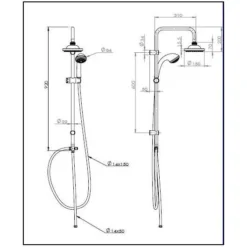 Leven Chrome Retro Fit Overhead Shower Kit -Roman Sales Leven Retro Fit Sizes