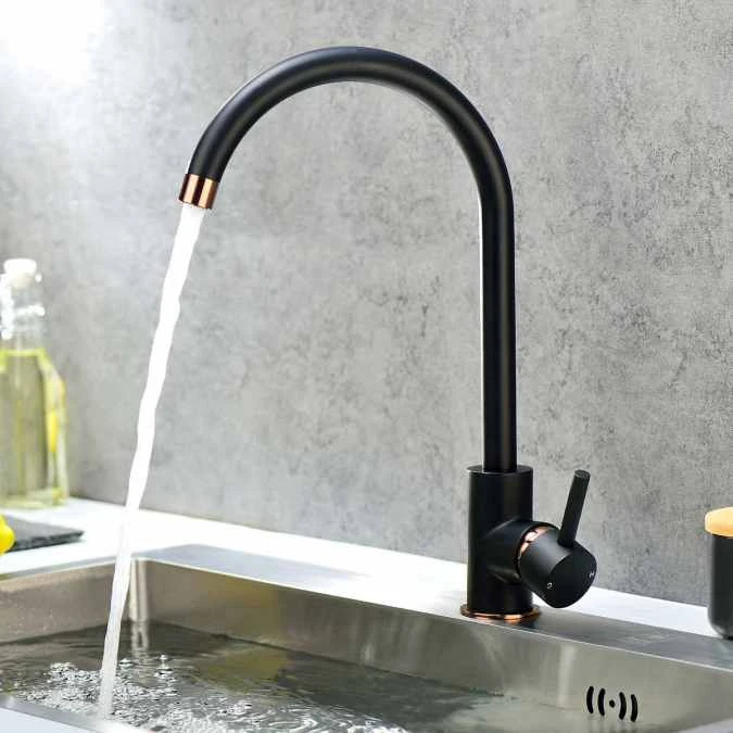 Merthyr Black & Rose Gold Single Lever Kitchen Mixer Tap - Tailored 1 Merthyr Black & Rose Gold Single Lever Kitchen Mixer Tap - Tailored