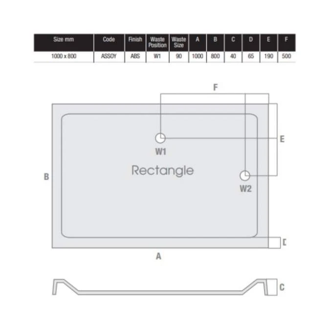 MX Elements 1000 X 800 Anti Slip Rectangular Stone Resin Shower Tray 4 MX Elements 1000 X 800 Anti Slip Rectangular Stone Resin Shower Tray - Image 4