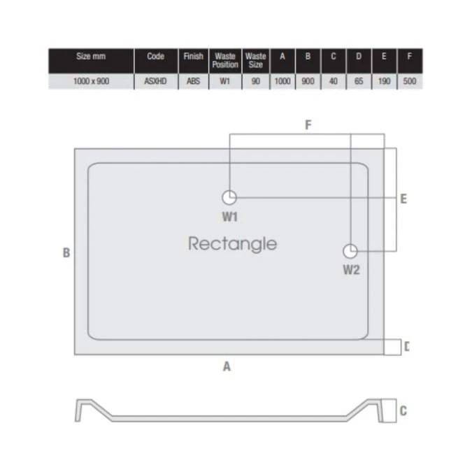 MX Elements 1000 X 900 Anti Slip Rectangular Stone Resin Shower Tray 4 MX Elements 1000 X 900 Anti Slip Rectangular Stone Resin Shower Tray - Image 4