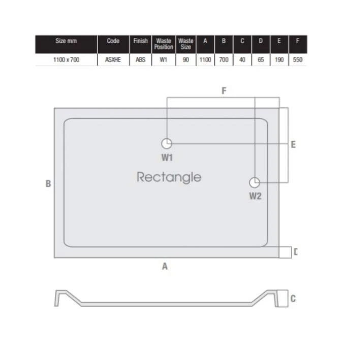 MX Elements 1100 X 700 Anti Slip Rectangular Stone Resin Shower Tray 4 MX Elements 1100 X 700 Anti Slip Rectangular Stone Resin Shower Tray - Image 4
