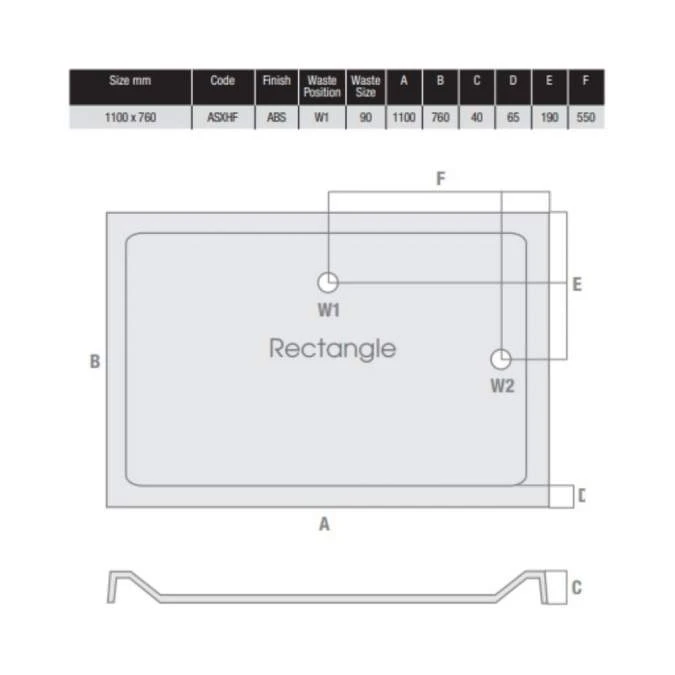MX Elements 1100 X 760 Anti Slip Rectangular Stone Resin Shower Tray 4 MX Elements 1100 X 760 Anti Slip Rectangular Stone Resin Shower Tray - Image 4