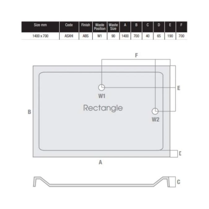 MX Elements 1400 X 700 Anti Slip Rectangular Stone Resin Shower Tray 4 MX Elements 1400 X 700 Anti Slip Rectangular Stone Resin Shower Tray - Image 4