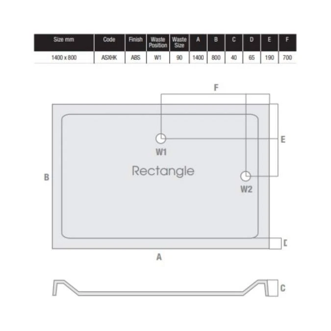 MX Elements 1400 X 800 Anti Slip Rectangular Stone Resin Shower Tray 4 MX Elements 1400 X 800 Anti Slip Rectangular Stone Resin Shower Tray - Image 4