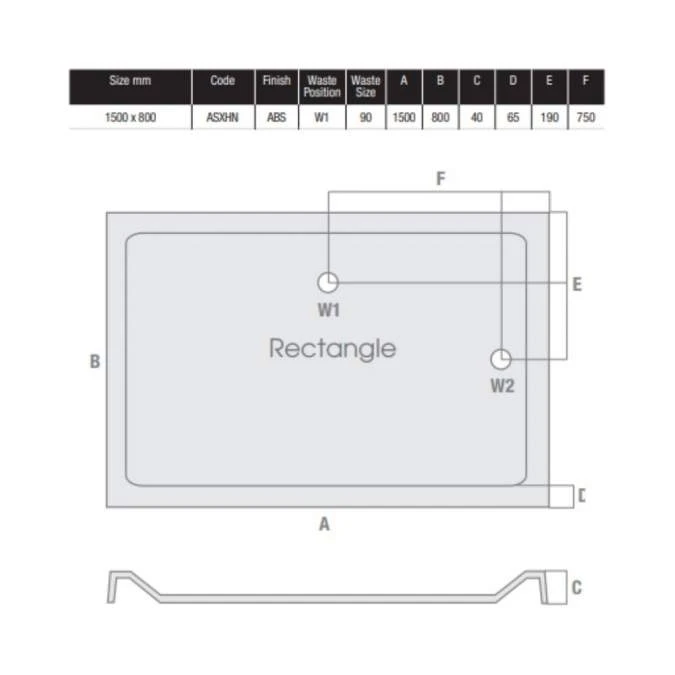MX Elements 1500 X 800 Anti Slip Rectangular Stone Resin Shower Tray 4 MX Elements 1500 X 800 Anti Slip Rectangular Stone Resin Shower Tray - Image 4