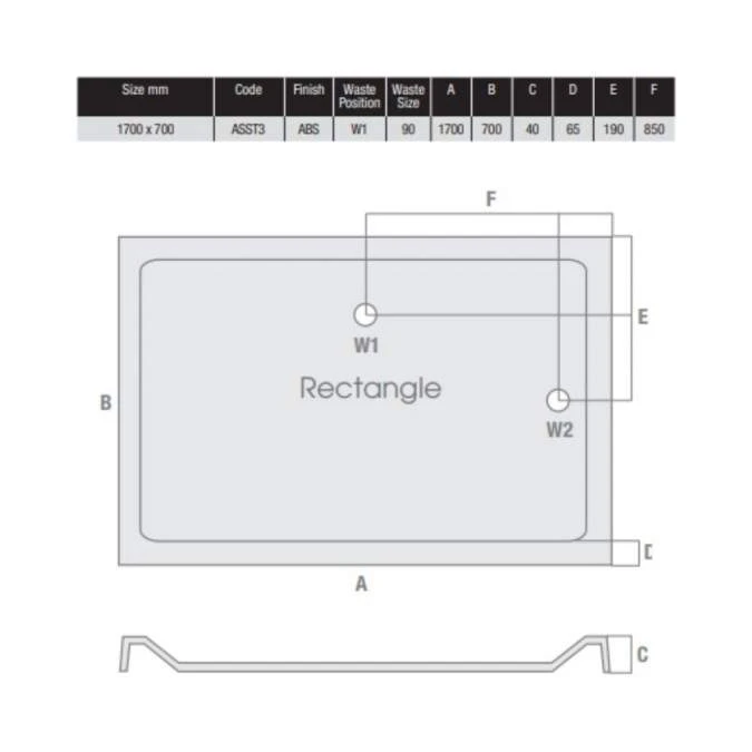 MX Elements 1700 X 700 Anti Slip Rectangular Stone Resin Shower Tray 4 MX Elements 1700 X 700 Anti Slip Rectangular Stone Resin Shower Tray - Image 4