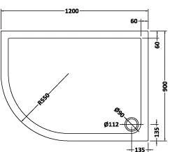 Nuie 1200 X 900 Offset Quadrant Shower Tray LH - FREE Waste 2 Nuie 1200 X 900 Offset Quadrant Shower Tray LH - FREE Waste - Image 2
