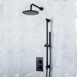 Scudo Core Black Round Handle, Head & Handset Riser Shower Kit -Roman Sales NU 023 Lifestyle 1