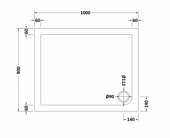Nuie 1000 X 800 Rectangle Shower Tray - FREE Waste 2 Nuie 1000 X 800 Rectangle Shower Tray - FREE Waste - Image 2