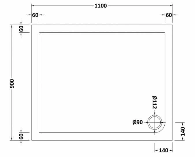 Nuie 1100 X 900 Rectangle Shower Tray - FREE Waste 2 Nuie 1100 X 900 Rectangle Shower Tray - FREE Waste - Image 2