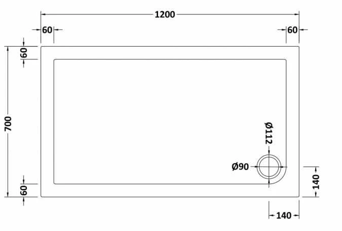 Nuie 1200 X 700 Rectangle Shower Tray - FREE Waste 2 Nuie 1200 X 700 Rectangle Shower Tray - FREE Waste - Image 2