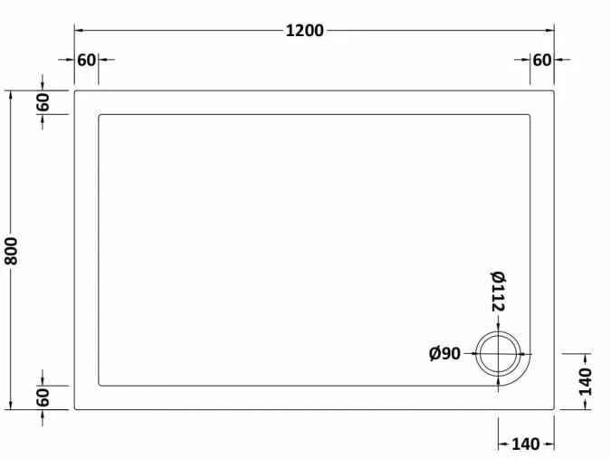 Nuie 1200 X 800 Rectangle Shower Tray - FREE Waste 2 Nuie 1200 X 800 Rectangle Shower Tray - FREE Waste - Image 2