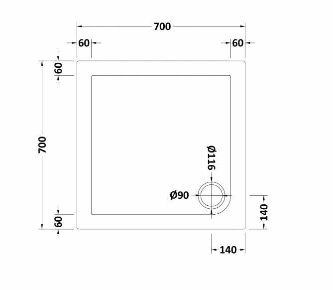 Nuie 700 X 700 Square Shower Tray Slate Grey - FREE Waste 2 Nuie 700 X 700 Square Shower Tray Slate Grey - FREE Waste - Image 2