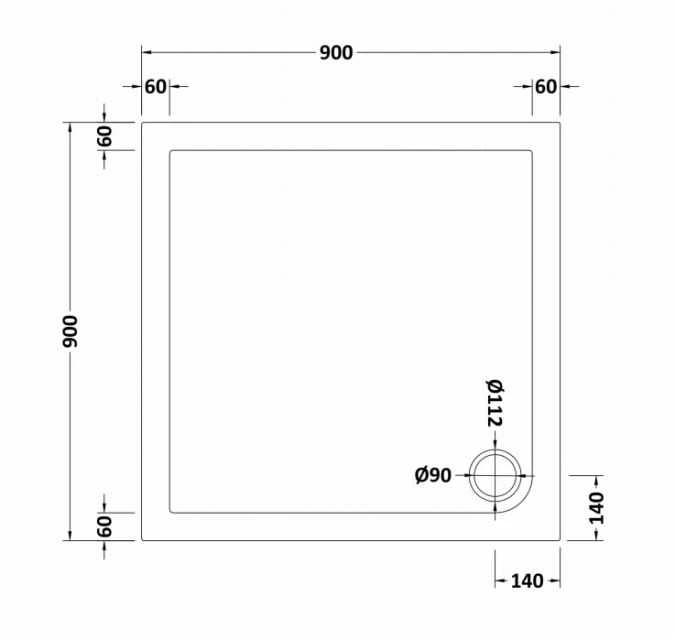 Nuie 900 X 900 Square Shower Tray - FREE Waste 2 Nuie 900 X 900 Square Shower Tray - FREE Waste - Image 2