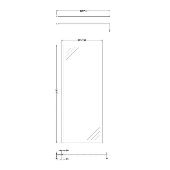 800mm Walk In Shower Screen - Nuie 3 800mm Walk In Shower Screen - Nuie - Image 3