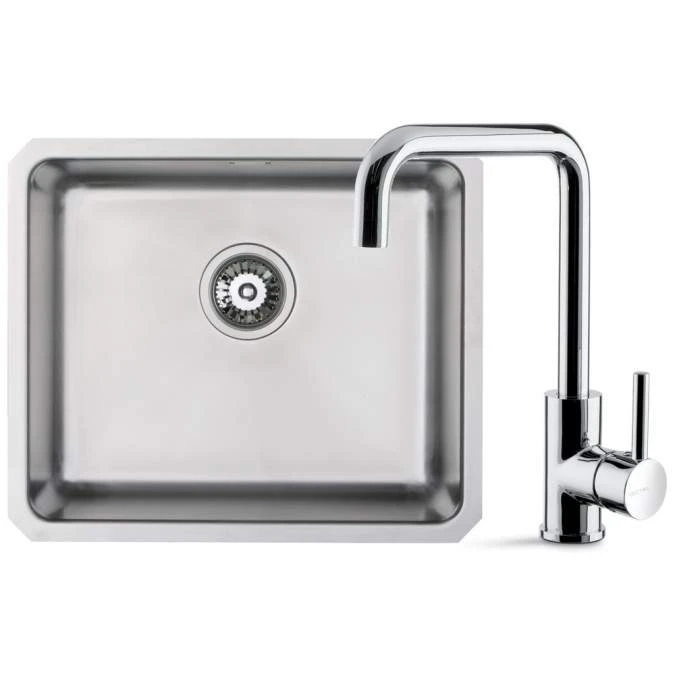 Prima+ Large 1.0 Bowl R25 Undermount Kitchen Sink & Riace Single Lever Tap Pack 1 Prima+ Large 1.0 Bowl R25 Undermount Kitchen Sink & Riace Single Lever Tap Pack