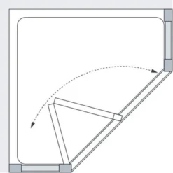 Semi-Framed Pentagon Bi-fold Shower Door With Side Panels - Silver - Lakes - Classic -Roman Sales Pentagon Line Drawing