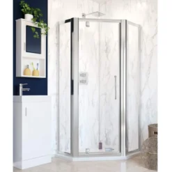 Lakes Classic 900 X 900mm Pentagon Semi-Framed Shower Enclosure With Pivot Door