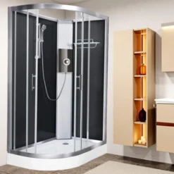 Vidalux Pure E 1200 Shower Cabin 1200 X 800mm With Electric Shower -Roman Sales Pure 1200 E Black Right Black