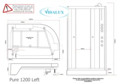 Vidalux Pure 1200 Hydro Massage Shower Cabin - 1200 X 800mm - Left Handed - Black Glass 7 Vidalux Pure 1200 Hydro Massage Shower Cabin - 1200 X 800mm - Left Handed - Black Glass -Roman Sales Pure 1200 Left