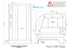 Vidalux Pure 1200 Hydro Massage Shower Cabin - 1200 X 800mm - Right Handed - Black Glass 7 Vidalux Pure 1200 Hydro Massage Shower Cabin - 1200 X 800mm - Right Handed - Black Glass -Roman Sales Pure 1200 right