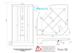 Vidalux Pure 900 Hydro Massage Shower Cabin- 900 X 900mm - Black Glass 7 Vidalux Pure 900 Hydro Massage Shower Cabin- 900 X 900mm - Black Glass -Roman Sales Pure 900