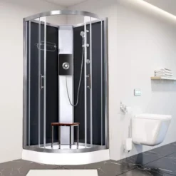 Vidalux Pure E 1000 Shower Cabin 1000 X 1000mm With Triton Electric Shower 32 Vidalux Pure E 1000 Shower Cabin 1000 X 1000mm With Triton Electric Shower -Roman Sales Pure E Black Black