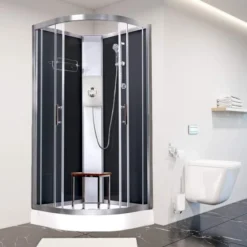 Vidalux Pure E 1000 Shower Cabin 1000 X 1000mm With Triton Electric Shower 31 Vidalux Pure E 1000 Shower Cabin 1000 X 1000mm With Triton Electric Shower -Roman Sales Pure E Black Metal