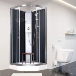 Vidalux Pure E 1000 Shower Cabin 1000 X 1000mm With Triton Electric Shower 30 Vidalux Pure E 1000 Shower Cabin 1000 X 1000mm With Triton Electric Shower -Roman Sales Pure E Black White