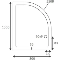 Deluxe 1000 X 800mm Right Hand Offset Quadrant Tray & Free Chrome Waste -Roman Sales RDBS104354 LD