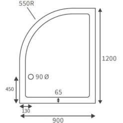 Deluxe 1200 X 900mm Left Hand Offset Quadrant Tray & Free Chrome Waste -Roman Sales RDBS104355 LD