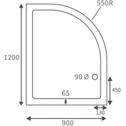 Deluxe 1200 X 900mm Right Hand Offset Quadrant Tray & Free Chrome Waste -Roman Sales RDBS104356 LD