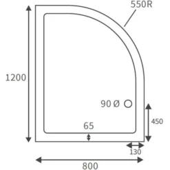 Deluxe 1200 X 800mm Right Hand Offset Quadrant Tray & Free Chrome Waste -Roman Sales RDBS106703 LD
