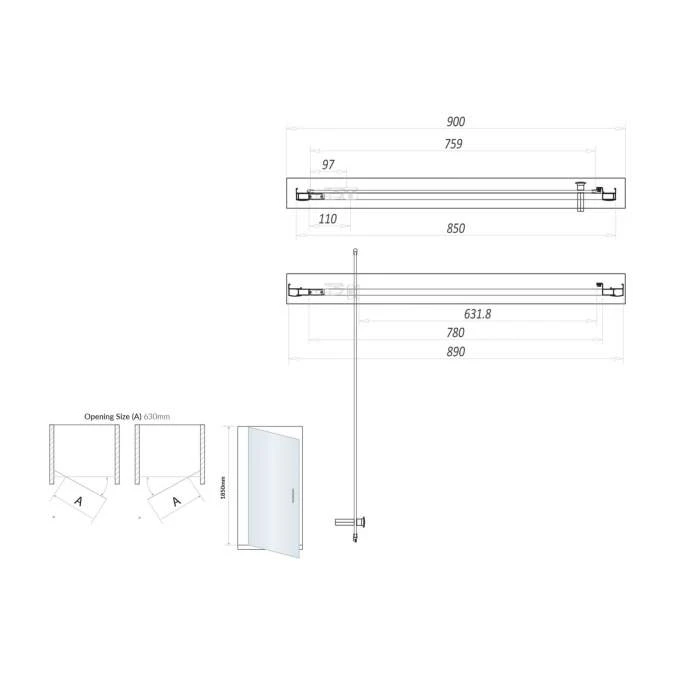 Scudo S6 Brushed Brass Pivot Shower Door 900mm 2 Scudo S6 Brushed Brass Pivot Shower Door 900mm - Image 2