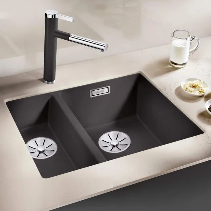 Blanco Subline 340/160 U Granite Kitchen Sink Right Hand - Rock Grey 2 Blanco Subline 340/160 U Granite Kitchen Sink Right Hand - Rock Grey - Image 2