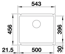 Blanco Subline 500 U Granite Kitchen Sink - Alumetallic 18 Blanco Subline 500 U Granite Kitchen Sink - Alumetallic -Roman Sales SUBLINE 500 U LINE DRAWING TOP VIEW RES 1