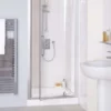 1000mm White Semi-Frameless Pivot Shower Door, Lakes Classic Collection