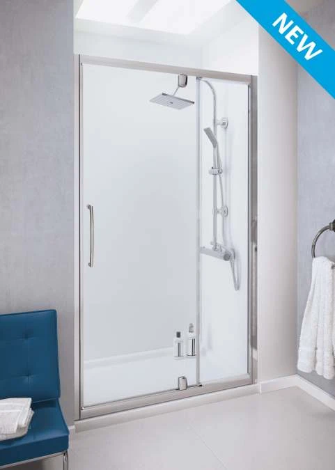 1200mm Semi-Frameless Pivot Shower Door With Integrated In-Line Panel, Lakes Classic Collection 1 1200mm Semi-Frameless Pivot Shower Door With Integrated In-Line Panel, Lakes Classic Collection