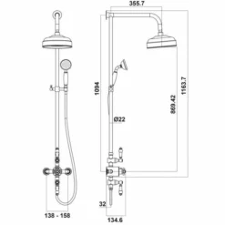York Traditional Dual Head Exposed Thermostatic Shower Valve 9 York Traditional Dual Head Exposed Thermostatic Shower Valve -Roman Sales Signature York Traditional Shower SHOWER006 tech