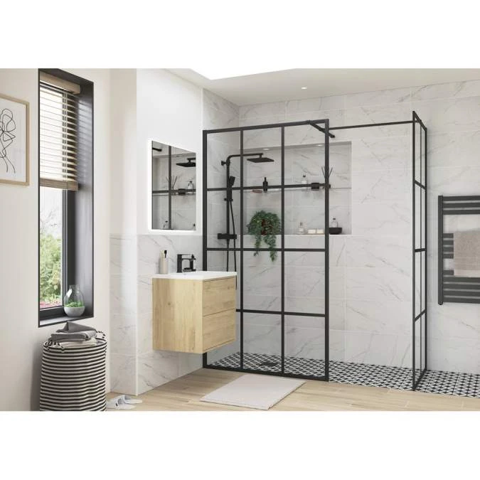 Supreme Black Framed Wetroom Panel - 1200mm 3 Supreme Black Framed Wetroom Panel - 1200mm - Image 3