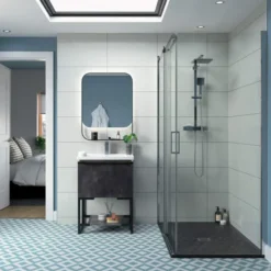 Supreme 1100mm Semi-Framed Sliding Door Shower Enclosure 5 Supreme 1100mm Semi-Framed Sliding Door Shower Enclosure -Roman Sales Supreme Slider Lifestyle 3