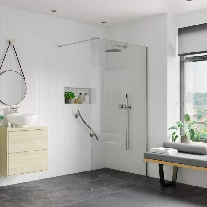 Supreme 800mm Wetroom Panel & Support Bar 2 Supreme 800mm Wetroom Panel & Support Bar - Image 2
