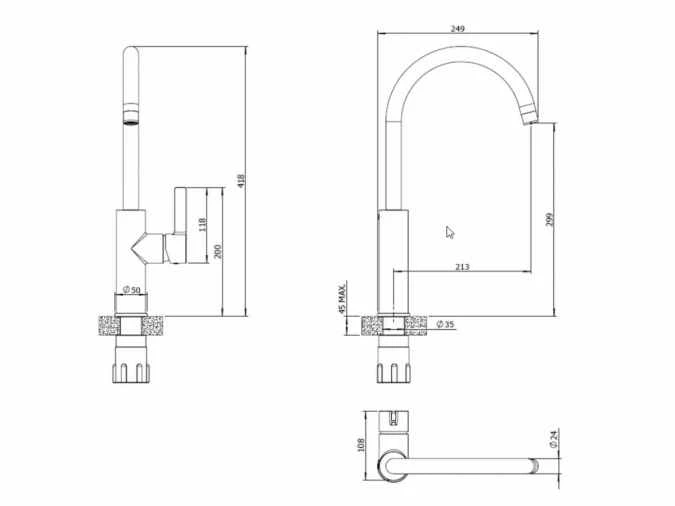 Jeroni Swan 1 Handle Matt White Kitchen Mixer Tap - Francis Pegler Comap 2 Jeroni Swan 1 Handle Matt White Kitchen Mixer Tap - Francis Pegler Comap - Image 2