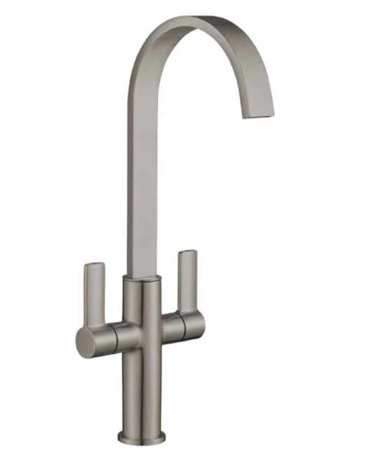 Jeroni Swept Brushed Nickel Kitchen Mixer Tap - Francis Pegler Comap 1 Jeroni Swept Brushed Nickel Kitchen Mixer Tap - Francis Pegler Comap
