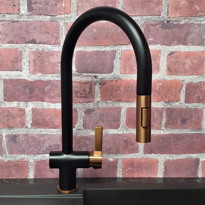 Mayhill Black & Rose Gold Single Lever Pull Out Kitchen Tap - Tailored 3 Mayhill Black & Rose Gold Single Lever Pull Out Kitchen Tap - Tailored - Image 3