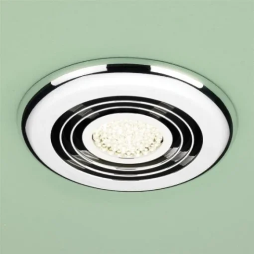 HIB Turbo - Chrome LED Illuminated Ceiling Bathroom Extractor Fan - Warm White -Roman Sales Turbo