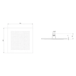 Villeroy & Boch Complete Verve Shower Set With Riser Rail Square Chrome -Roman Sales VB UNIVERSAL SQUARE SHOWER HEAD 250MM TECH