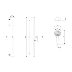 Villeroy & Boch Complete Verve Shower Set With Riser Rail Square Chrome -Roman Sales VB VERVE SLIDERAIL SET TECH